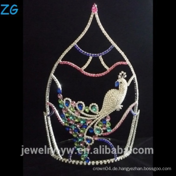 Schöne Pfau Krone Farbige Strass Festzug Tiara